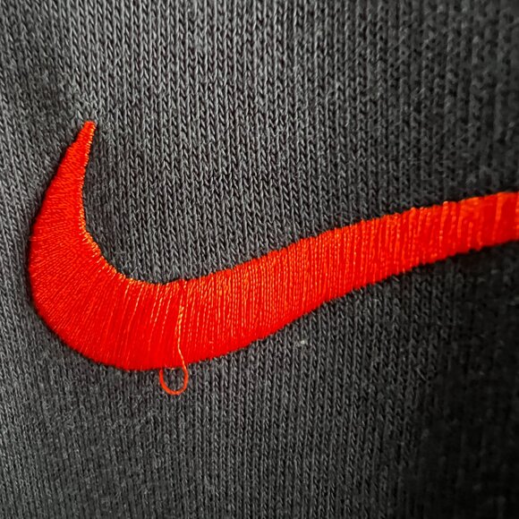 Nike Sweatshirt Hoodie XL Embroidered Orange Swoosh Logo Navy Sportswear - Picture 3 of 9